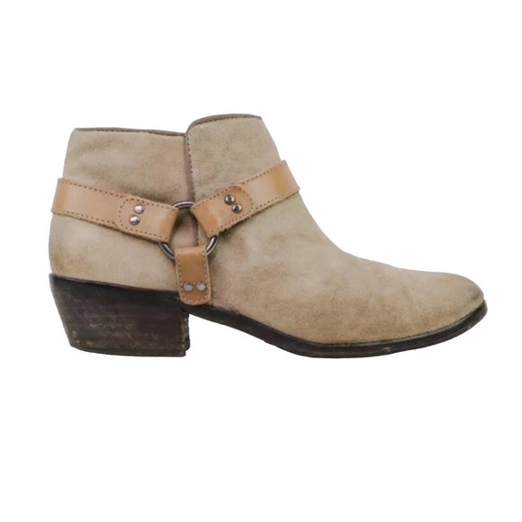 Sam Edelman Pheonix Leather Taupe Ankle Boots - Picture 1 of 15